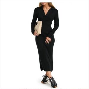 Topshop Black Ribbed Dress